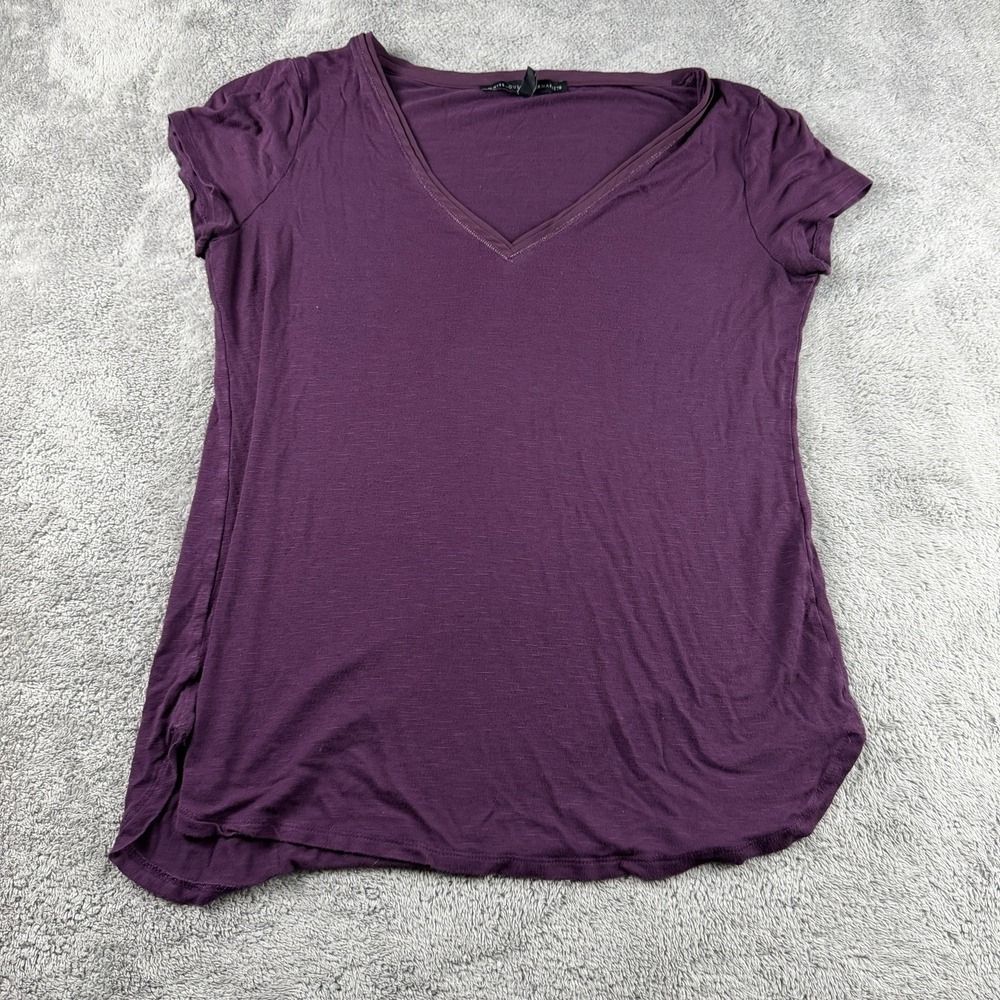 White House Black Market Short Sleeve Blouse Womens Small Plum Purple